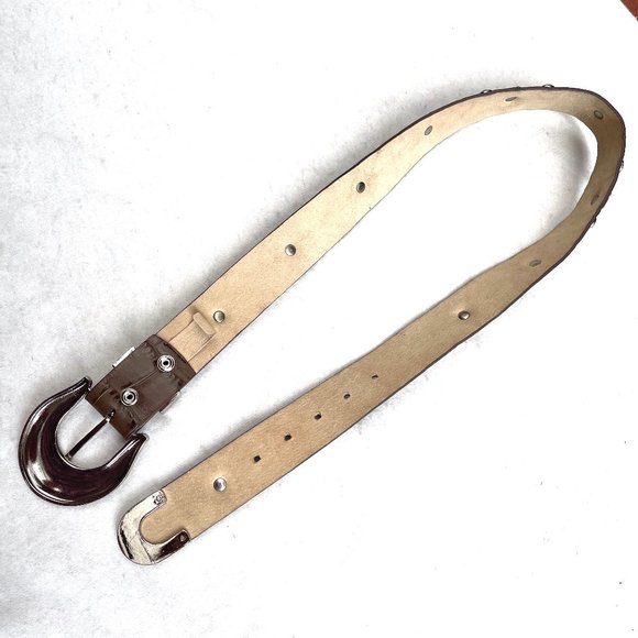 Rhinestones embellished Genuine Leather Western belt 34
